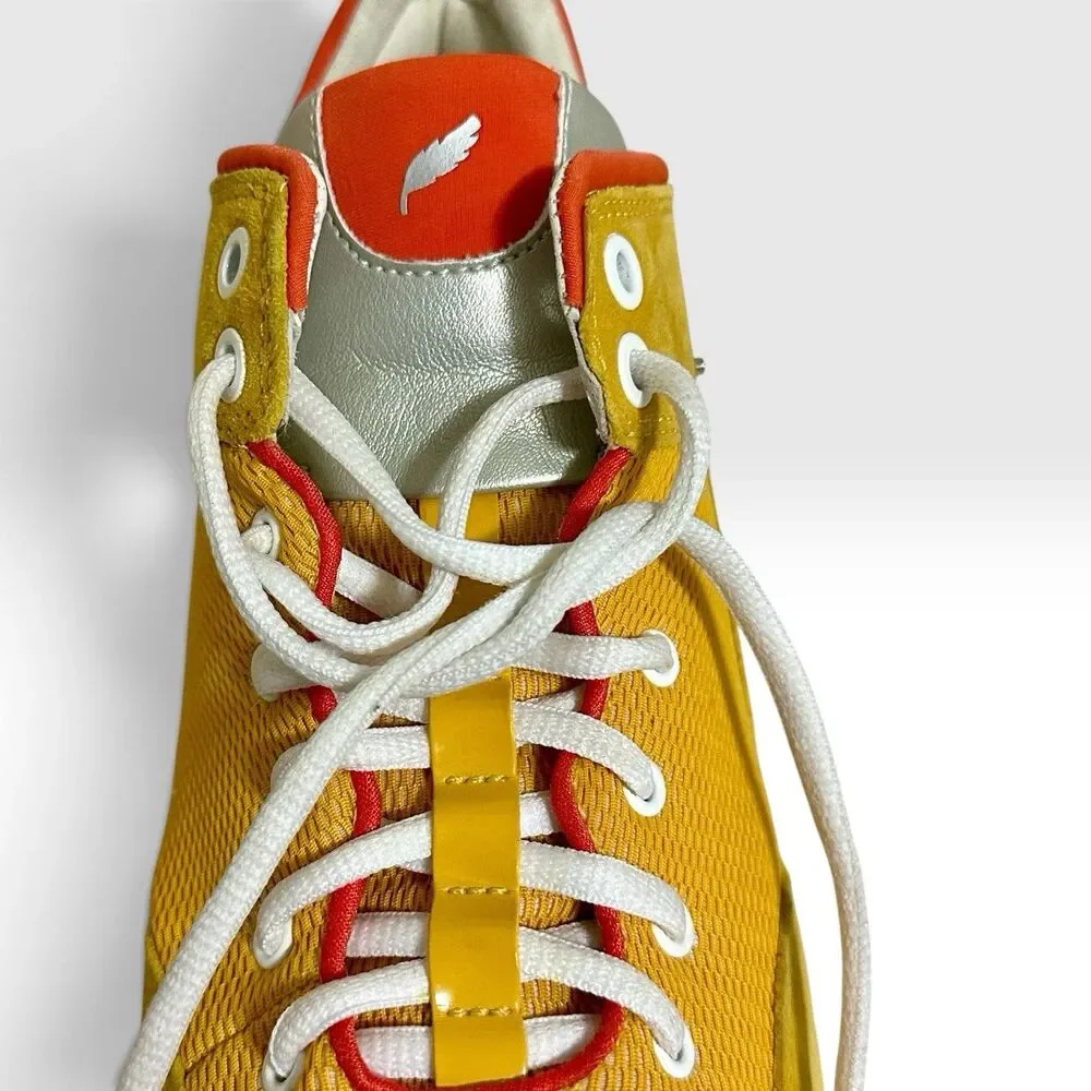 Geox Respira Women’s 10 Yellow Suede Mesh Sneakers Orange Silver EU 40